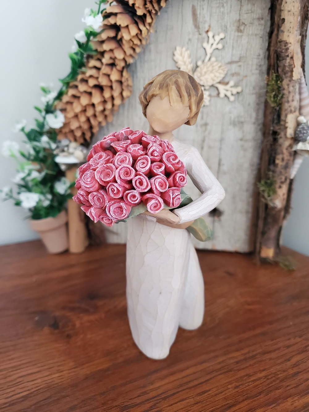 Willow Tree - Abundance 2012 - Girl Holding Large Pink Bouquet